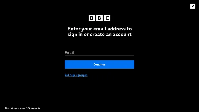 Screenshot of account.test.bbc.com on port 443