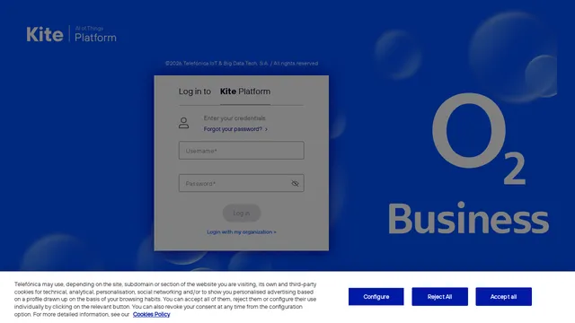 Screenshot of kiteplatform.telefonica.de on port 443