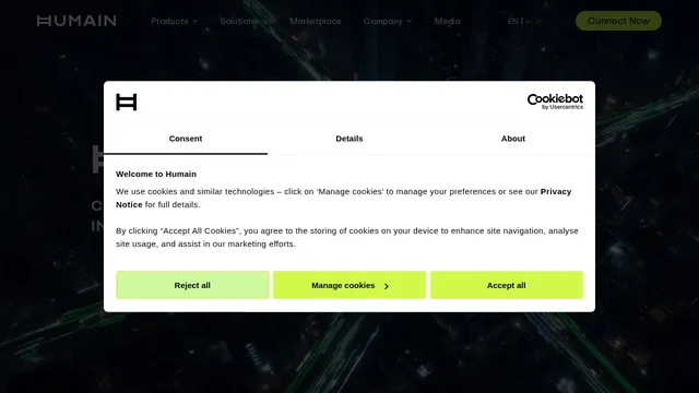 Screenshot of aic.humain.com on port 443