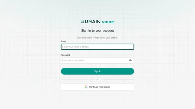 Screenshot of console.voice.humain.com on port 443