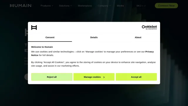 Screenshot of humain.com on port 443