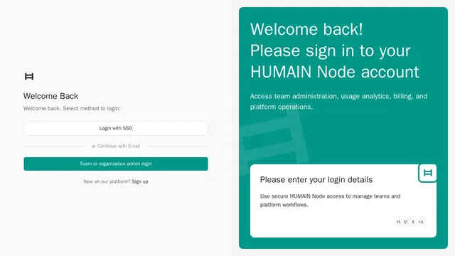 Screenshot of platform.node.humain.com on port 443