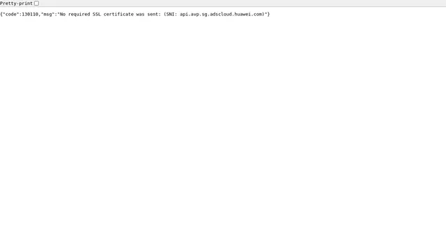 Screenshot of api.avp.sg.adscloud.huawei.com on port 443