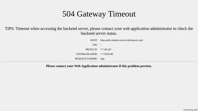 Screenshot of beta-unify-remote-service.rnd.huawei.com on port 443