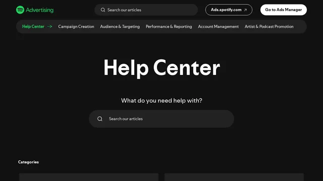 Screenshot of adshelp.spotify.com on port 443