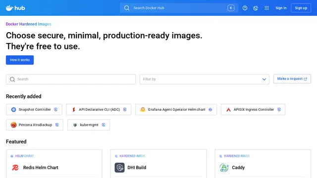 Screenshot of dhi.docker.com on port 443
