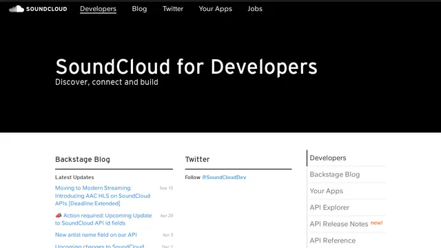 Screenshot of developers.soundcloud.com on port 443