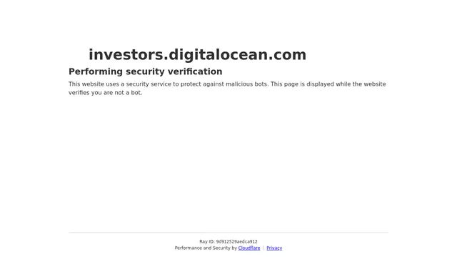 Screenshot of investors.digitalocean.com on port 443