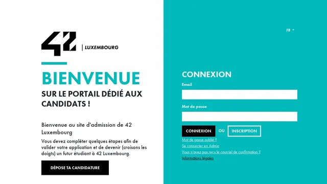 Screenshot of admission.42luxembourg.lu