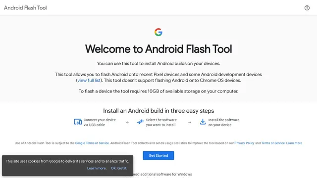 Screenshot of flash.android.com on port 443