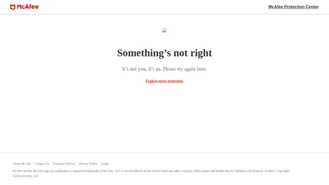 Screenshot of qa.keycard.mcafee.com on port 443