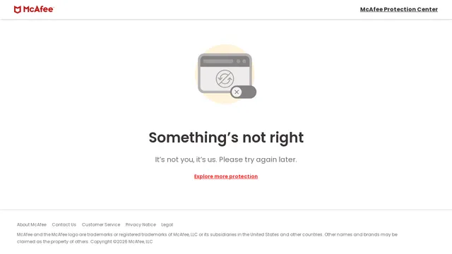 Screenshot of stg.keycard.mcafee.com on port 443