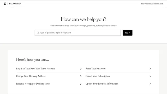 Screenshot of help.nytimes.com on port 443