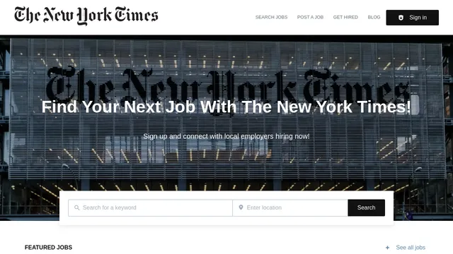 Screenshot of jobs.nytimes.com on port 443