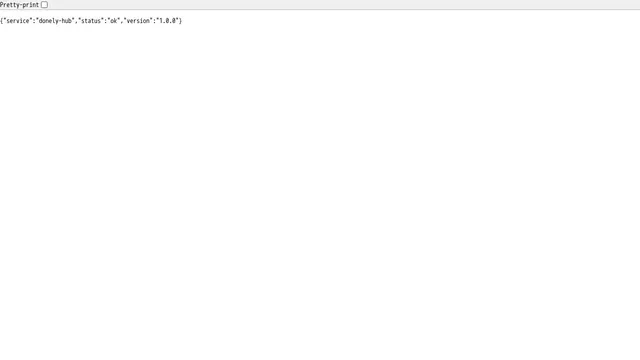 Screenshot of hub-api.donely.ai on port 443