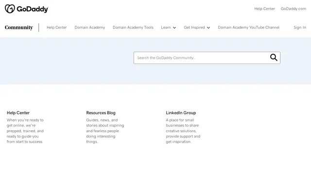 Screenshot of community.godaddy.com on port 443