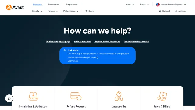 Screenshot of help.avast.com on port 443